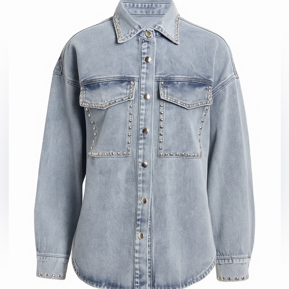 Oversized Studded Denim Shirt